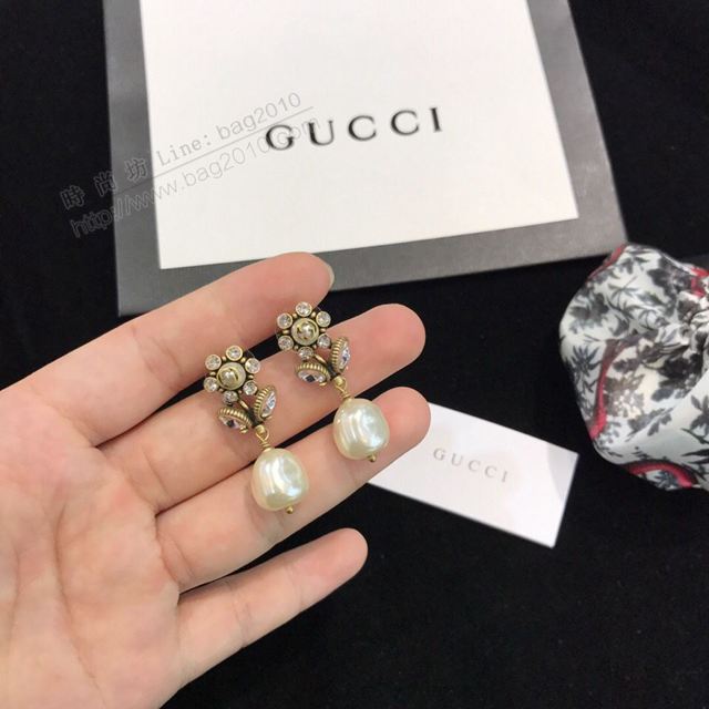 GUCCi飾品 古馳施華洛世奇水晶耳環 925純銀針 Gucci蜜蜂耳釘  zgbq1051